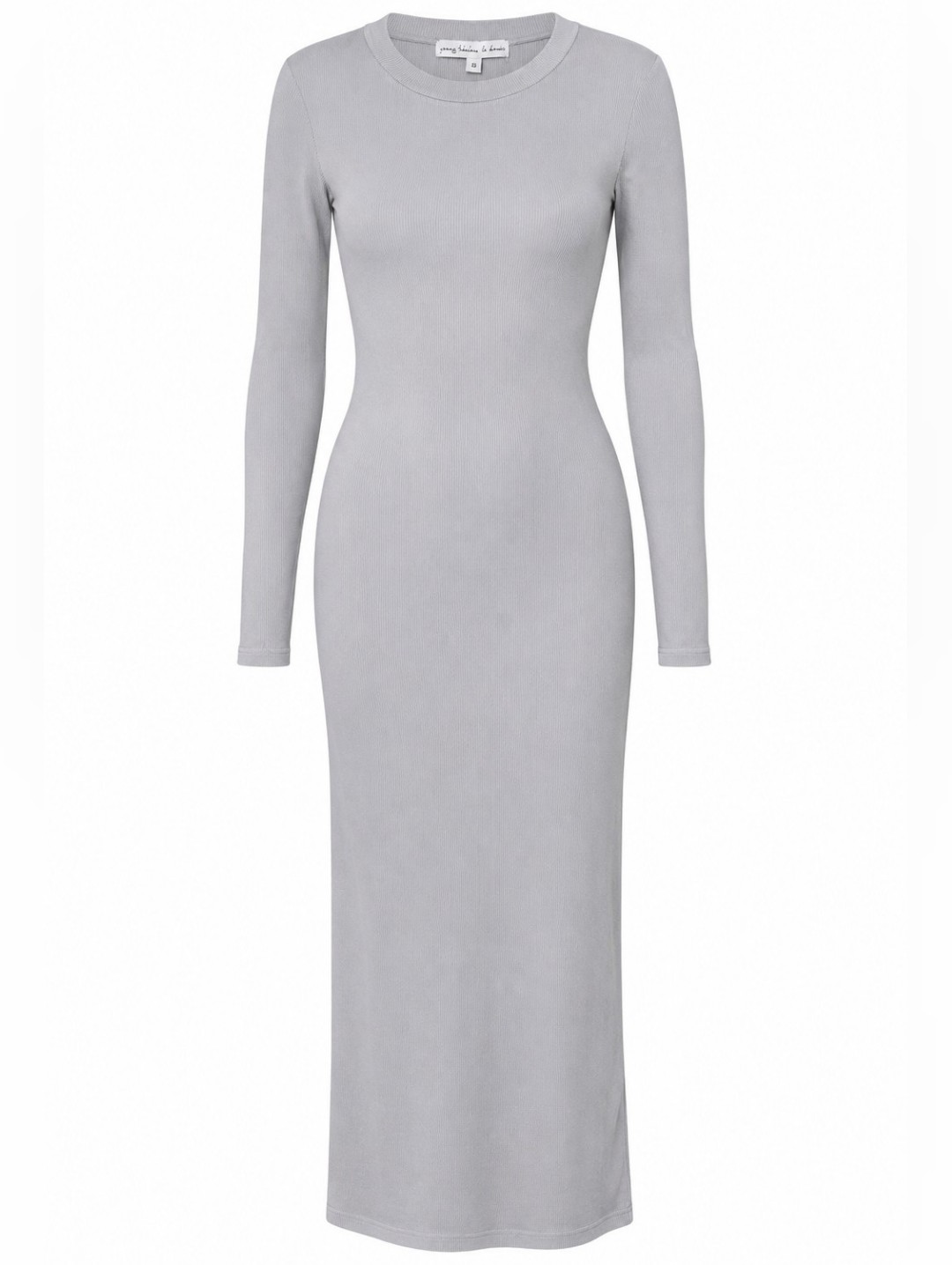 Young Fabulous & Broke Ribbed Knit Long Sleeve Maxi Dress Gray S Fitted Bodycon